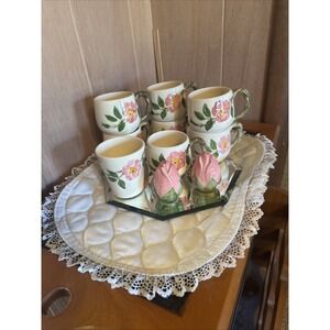 Franciscan Desert Rose Short Mug Lot of 7 Total, 1 Cup And Salt And Pepper Roses